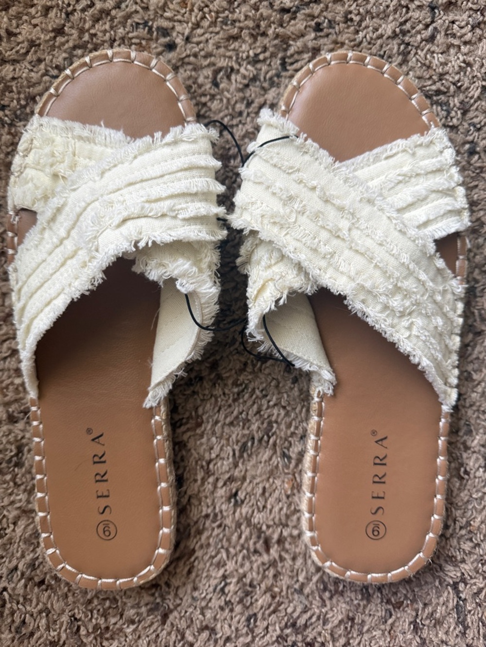Serra Women's Cream Crossband Slide Sandals